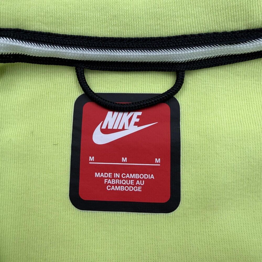 Nike Hoodie Mens Medium Neon Volt Yellow Tech Fleece Full Zip Jacket Hooded - Picture 5 of 11